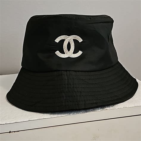 black and gold chanel hat|chanel cotton bucket hat.